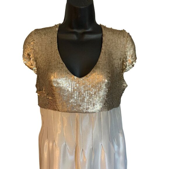 Luca Luca vintage couture Empire Line dress size 8  silk & sequined exceptional - Picture 2 of 14